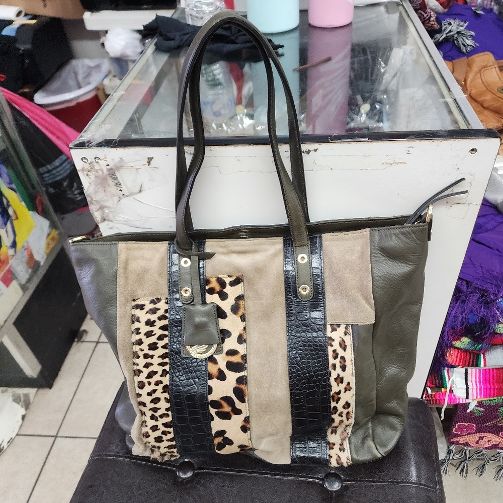 A. Bellucci olive green Leather Handbag Purse